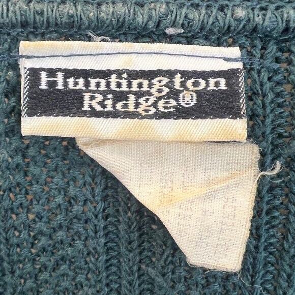 Huntington Ridge Green Cable Knit Vintage Button Up Cardigan Sweater Medium - Picture 6 of 6